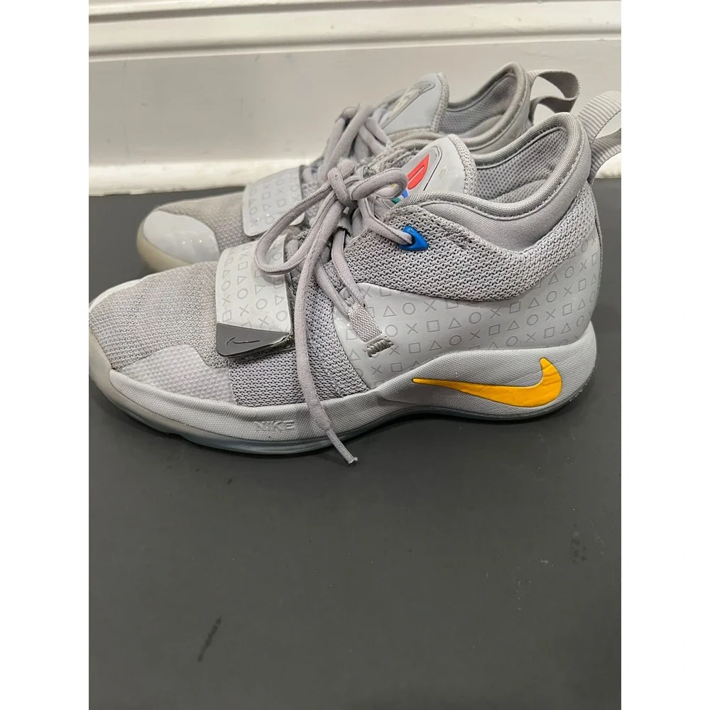 Nike PG 2.5 x PlayStation Basketball Shoes Youth 4 Wolf Grey Comfort Hook & Loop